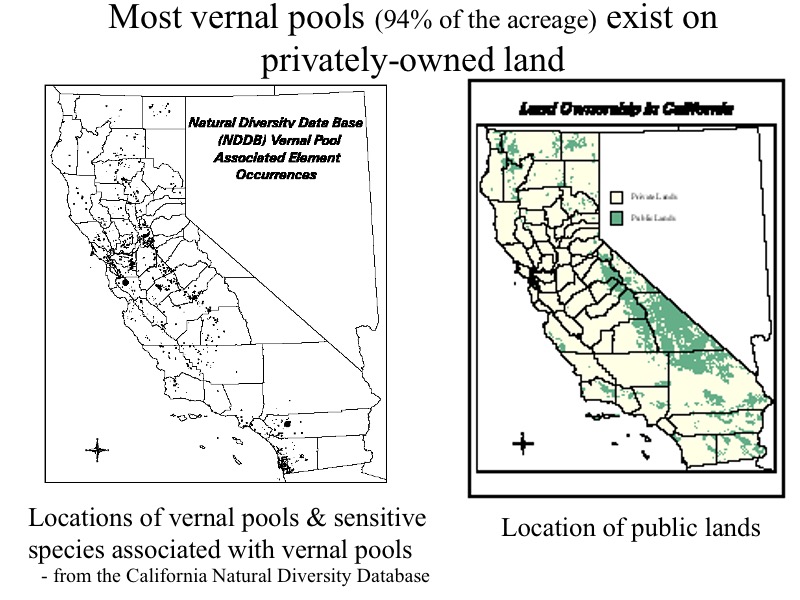 Maps of vernal pools and public lands.